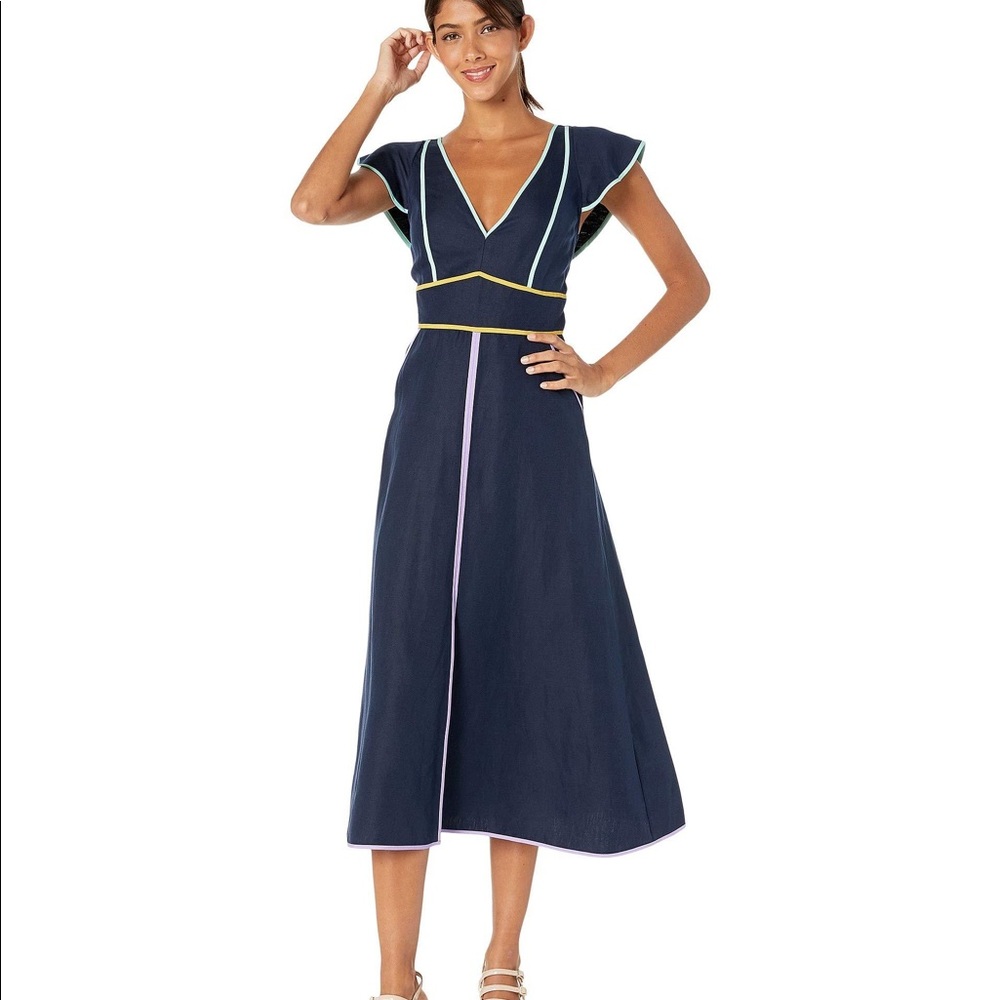 Kate Spade Silk/Linen Dress with Trim US 0